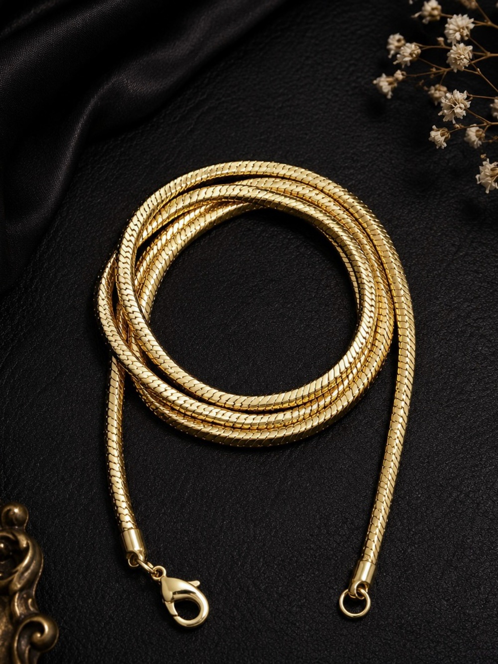 Sleek Gold Plated 18” Snake Chain Necklace-Unisex